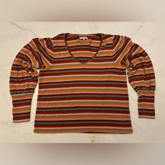 Madewell Striped Lightweight Sweater with cuffed sleeves. - Picture 2 of 4